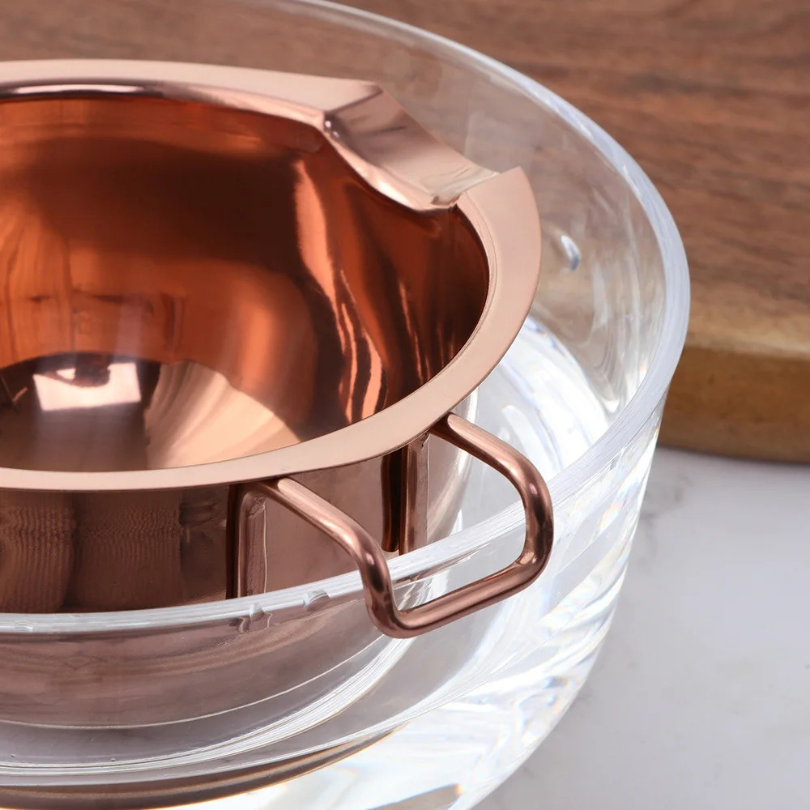Anygleam Melting Pot 1Pc Rose gold Chocolate Melt Cookware Kitchen Heating Container Milk Bowl Baking Tool Kitchenware-Pots-PEROZ Accessories