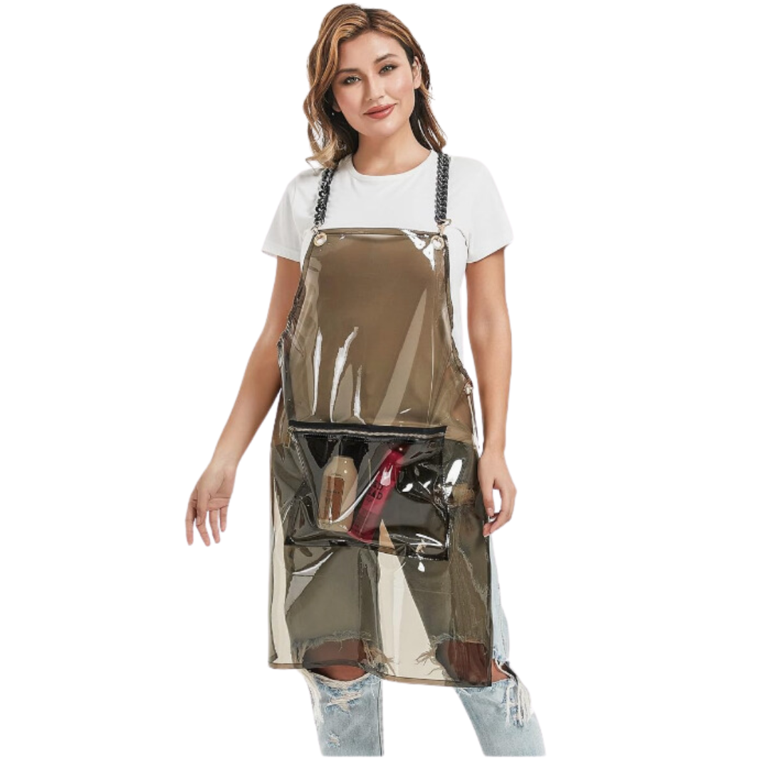 Anyhouz Salon Barber Black Apron 3 Pockets Fashion Cross-back Adjustable Waterproof Ideal for Hair Stylist-Aprons-PEROZ Accessories