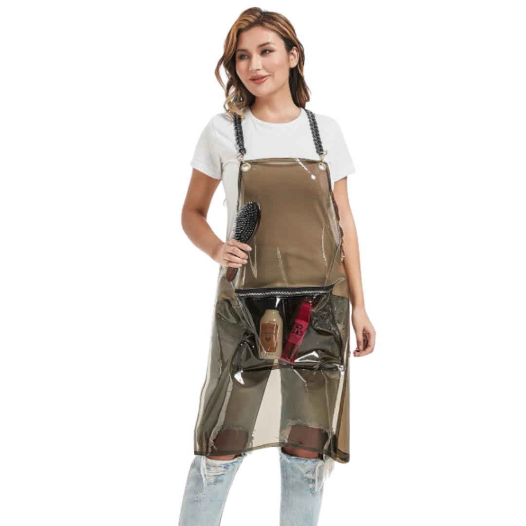 Anyhouz Salon Barber Black Apron 3 Pockets Fashion Cross-back Adjustable Waterproof Ideal for Hair Stylist-Aprons-PEROZ Accessories