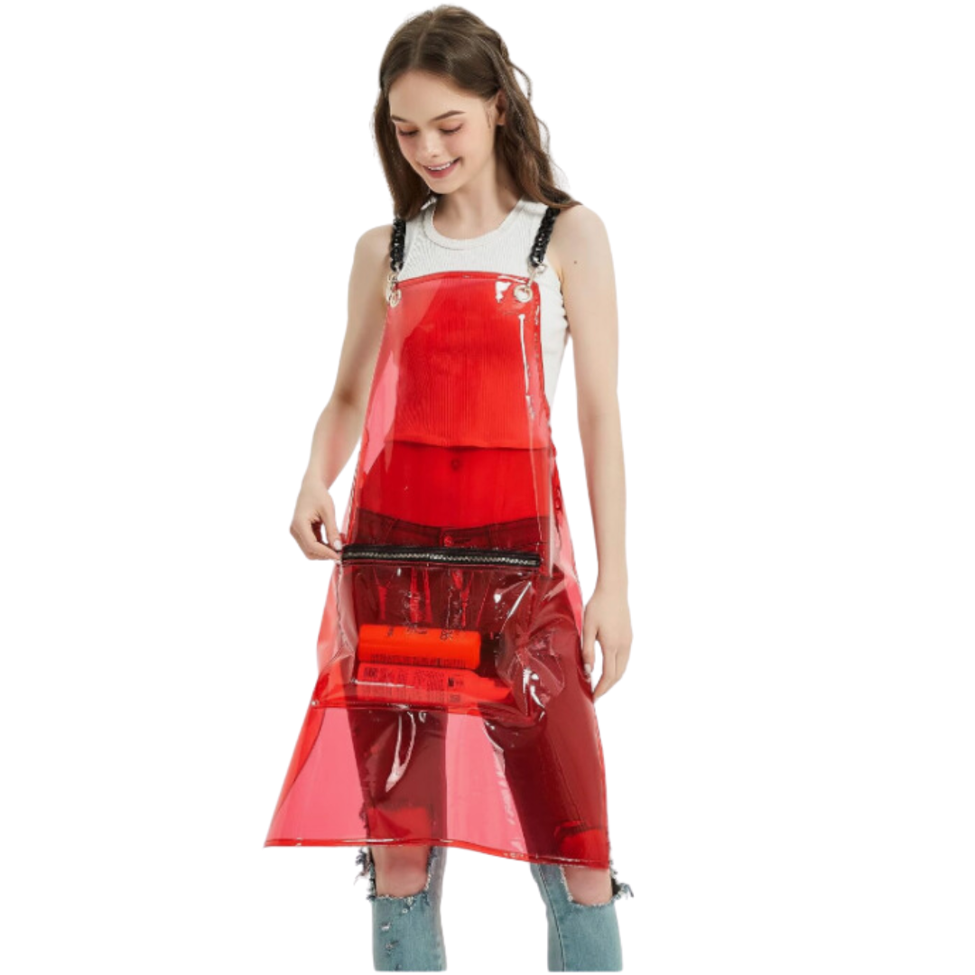 Anyhouz Salon Barber Apron Red 3 Pockets Fashion Cross-back Adjustable Waterproof Ideal for Hair Stylist-Aprons-PEROZ Accessories