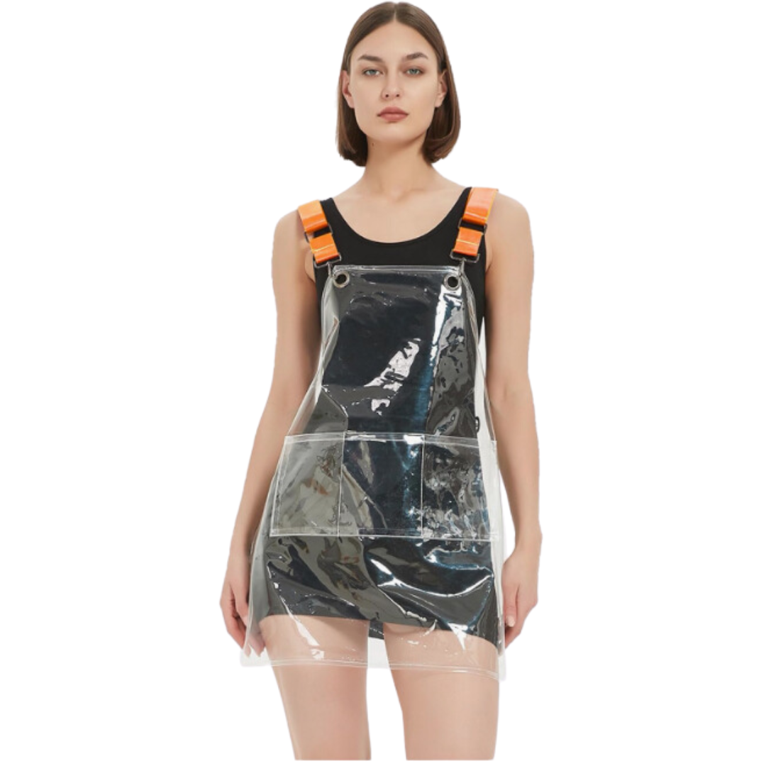 Anyhouz Kitchen Apron Orange Ribbon Waterproof TPU Men Women Work Clothes For Barber Haircut Antifouling Oilproof Painting-Aprons-PEROZ Accessories