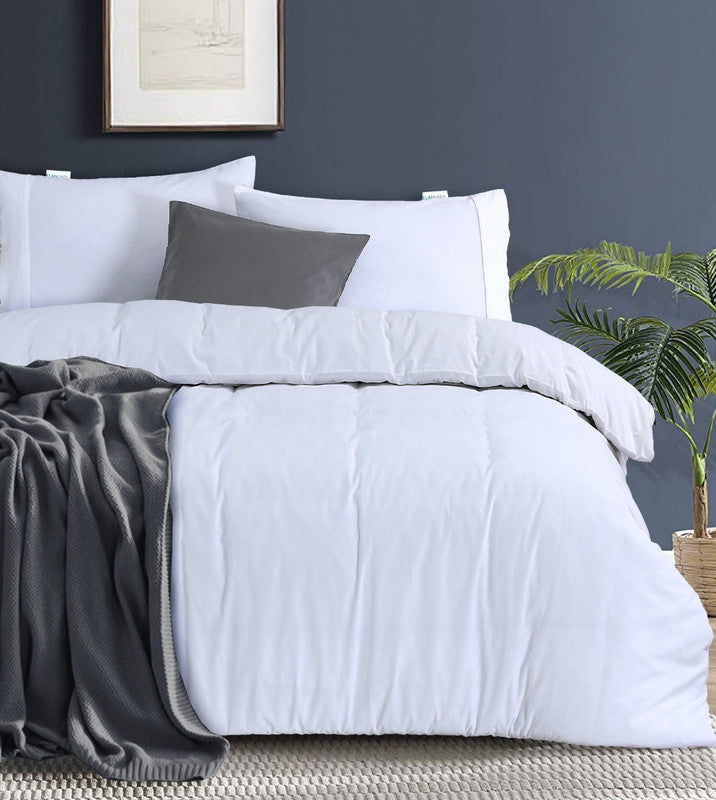 Elan Linen 100% Egyptian Cotton Vintage Washed 500TC White King Single Quilt Cover Set-Home & Garden > Bedding-PEROZ Accessories