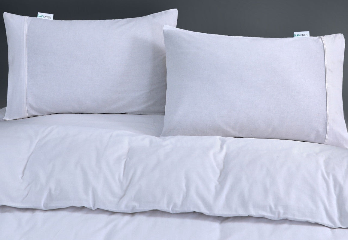 Elan Linen 100% Egyptian Cotton Vintage Washed 500TC White King Single Quilt Cover Set-Home & Garden > Bedding-PEROZ Accessories