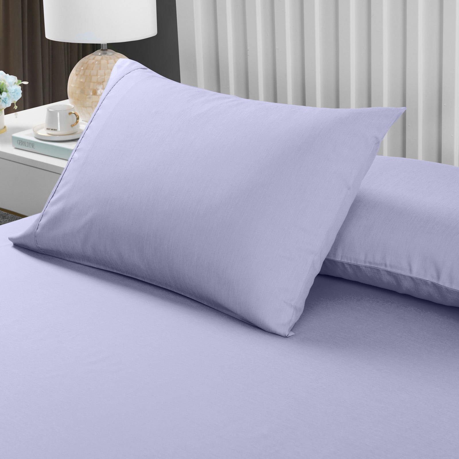 Royal Comfort 2000TC 3 Piece Fitted Sheet and Pillowcase Set Bamboo Cooling - Double - Lilac Grey-Bed Sheets-PEROZ Accessories