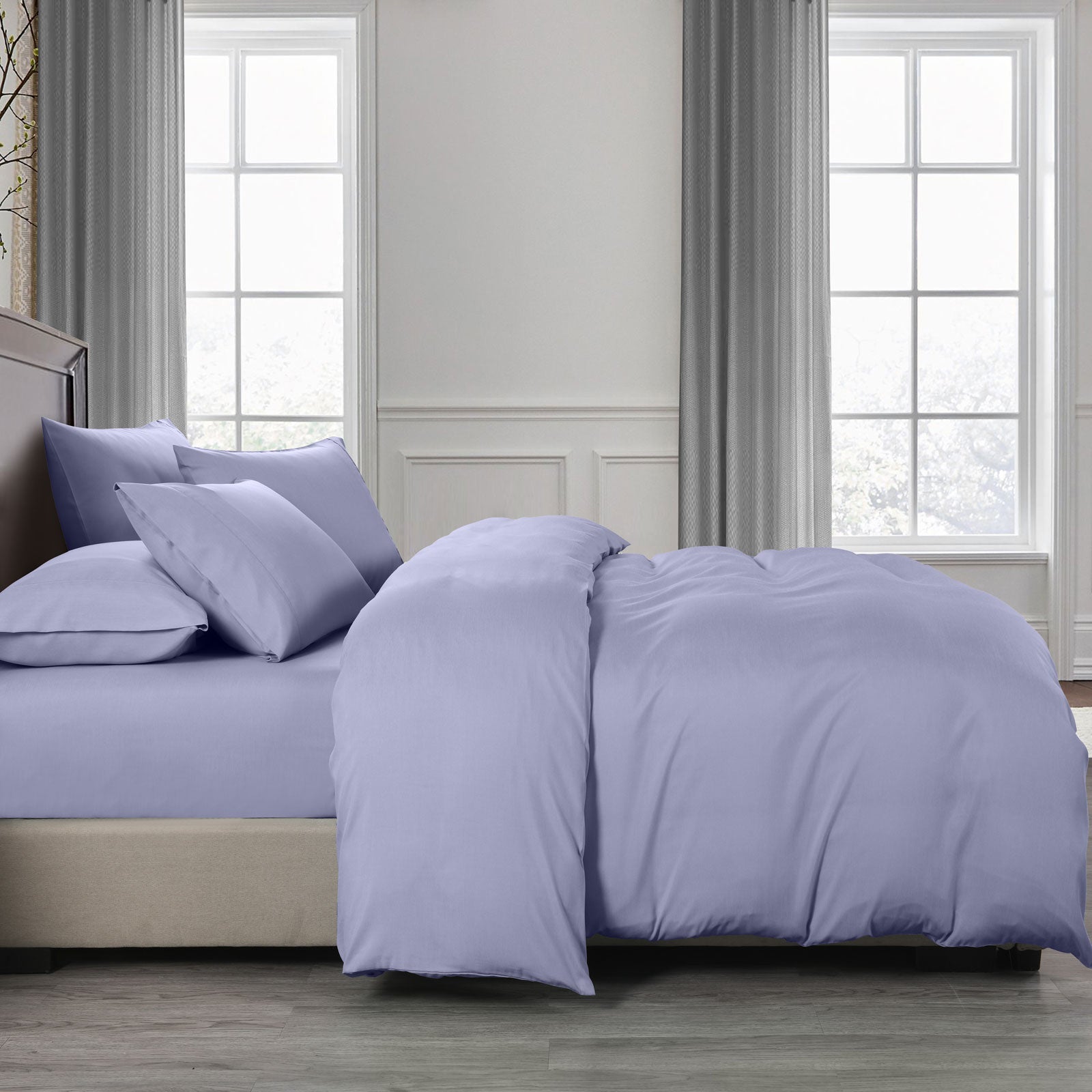Royal Comfort 2000TC Quilt Cover Set Bamboo Cooling Hypoallergenic Breathable - Queen - Lilac Grey-Quilt Covers-PEROZ Accessories