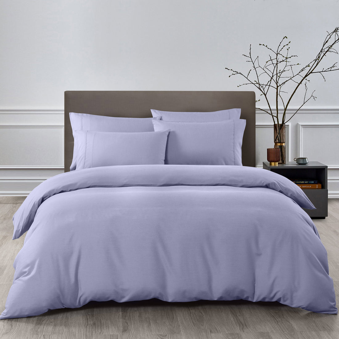 Royal Comfort 2000TC Quilt Cover Set Bamboo Cooling Hypoallergenic Breathable - King - Lilac Grey-Quilt Covers-PEROZ Accessories