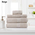 Royal Comfort 4 Piece Cotton Bamboo Towel Set 450GSM Luxurious Absorbent Plush - Beige-Towels-PEROZ Accessories