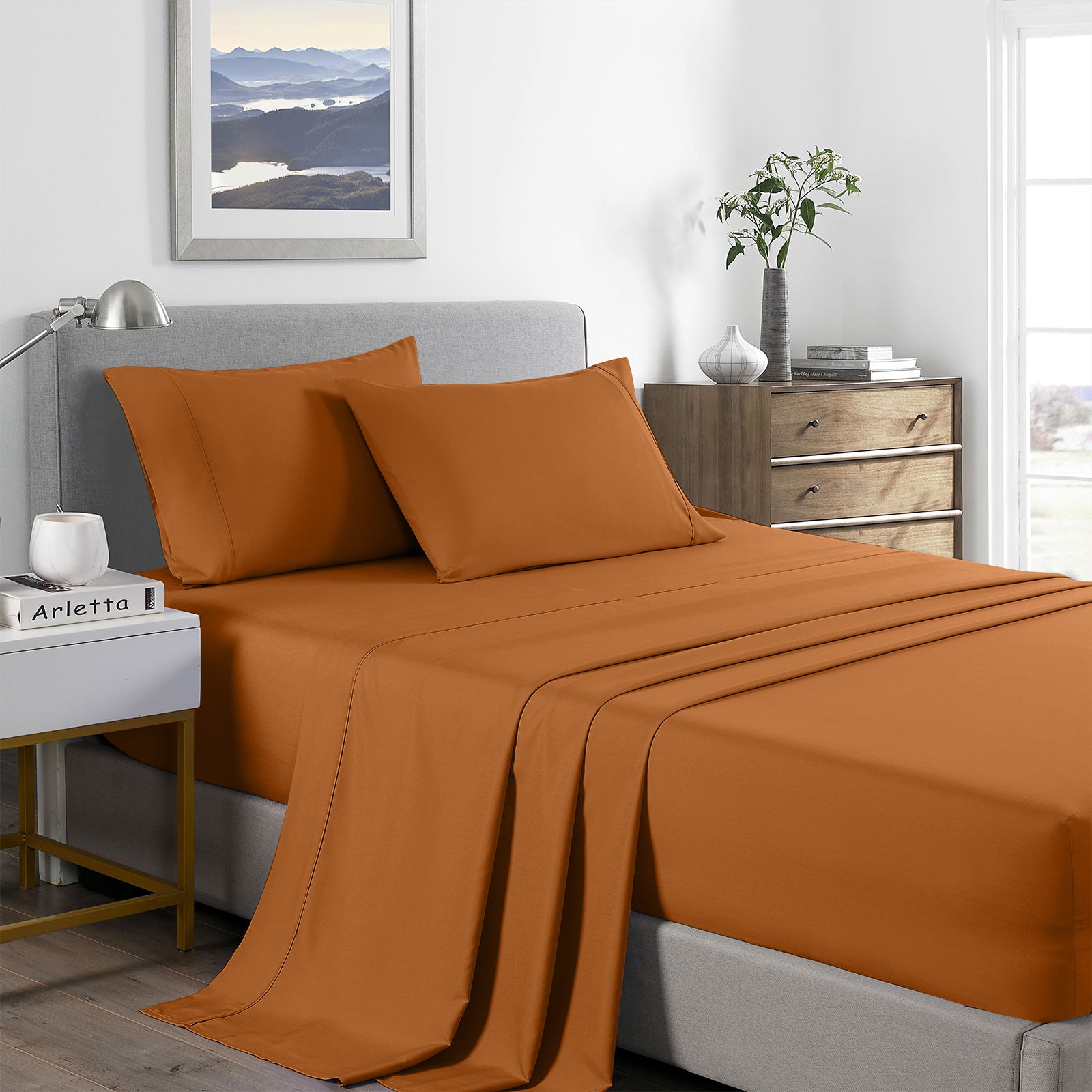 Royal Comfort 2000 Thread Count Bamboo Cooling Sheet Set Ultra Soft Bedding - King - Rust-Bed Sheets-PEROZ Accessories