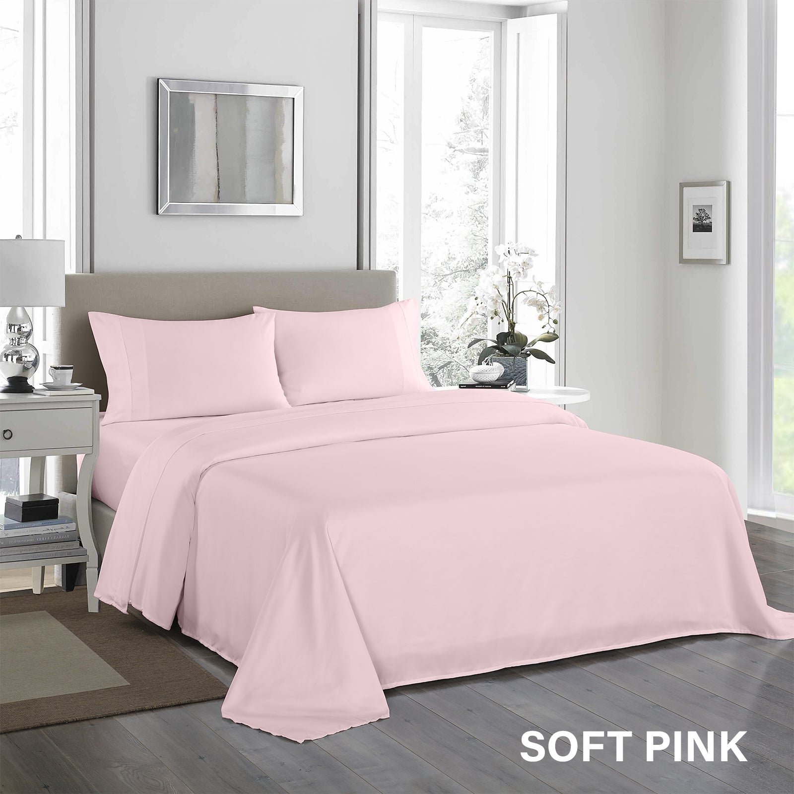 Royal Comfort 1200 Thread Count Sheet Set 4 Piece Ultra Soft Satin Weave Finish - Double - Soft Pink-Bed Sheets-PEROZ Accessories