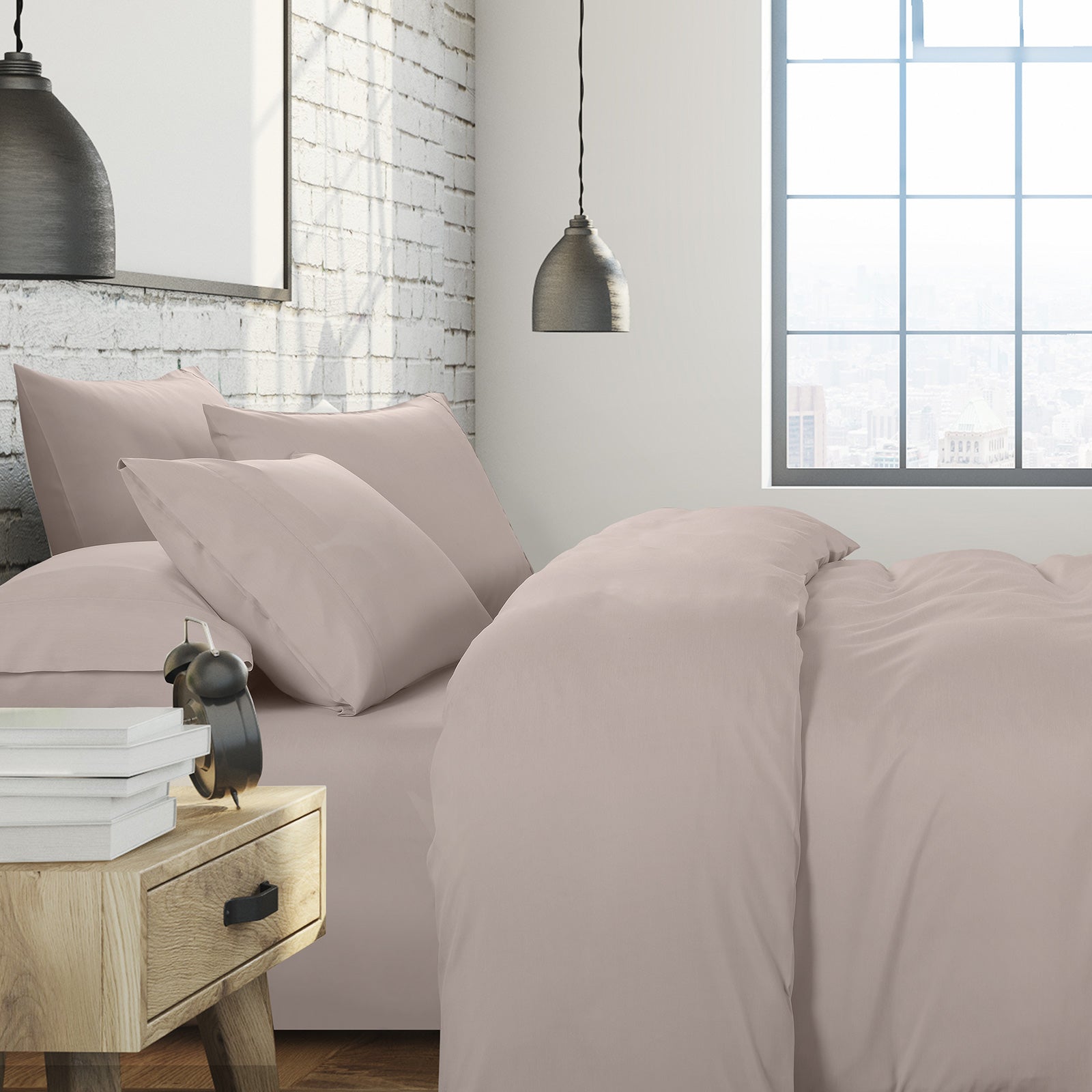 Royal Comfort 1500 Thread Count 6 Piece Cotton Rich Bedroom Collection Set - Queen - Stone-Home & Garden > Bedding-PEROZ Accessories