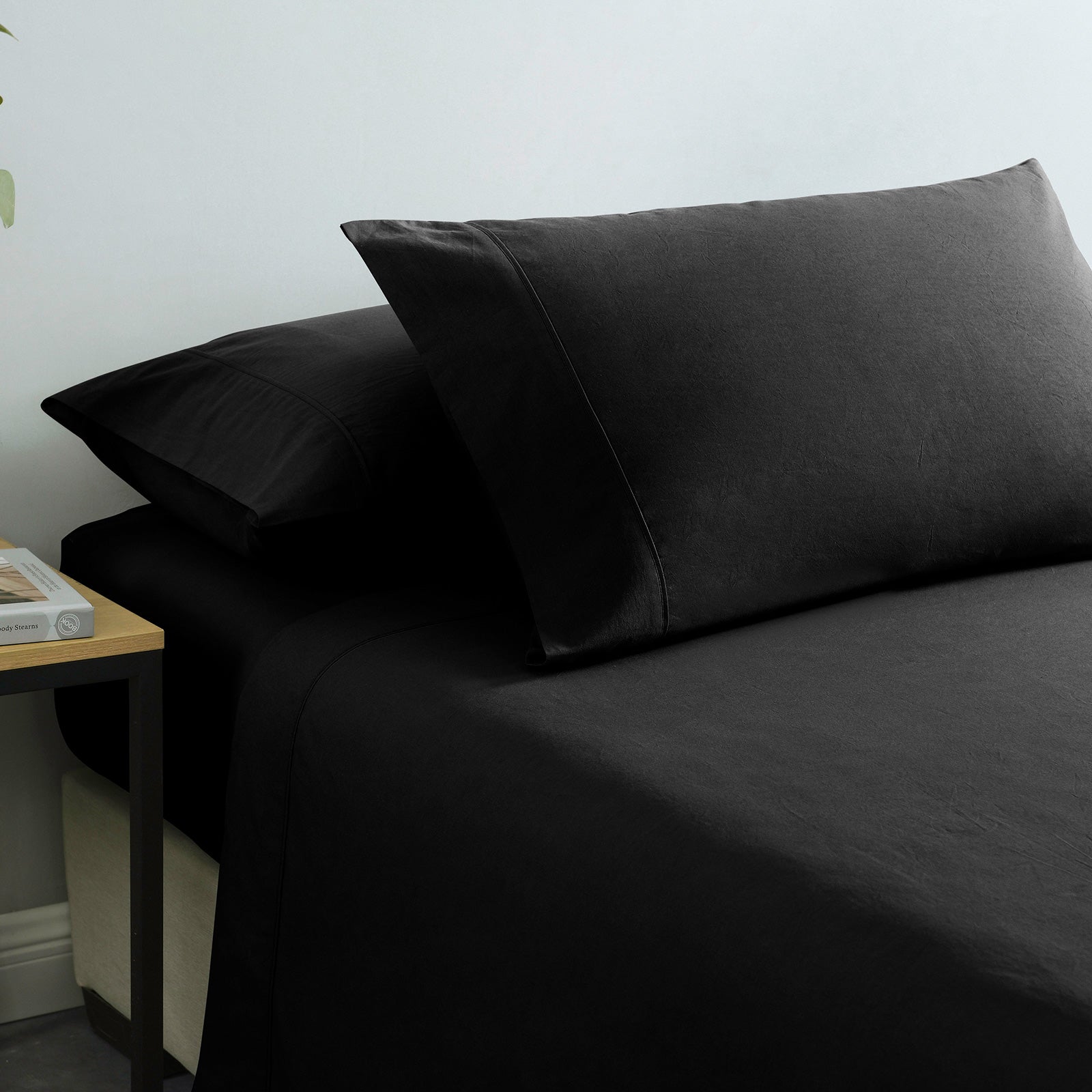 Royal Comfort Vintage Washed 100% Cotton Sheet Set Fitted Flat Sheet Pillowcases - Single - Charcoal-Home & Garden > Bedding-PEROZ Accessories
