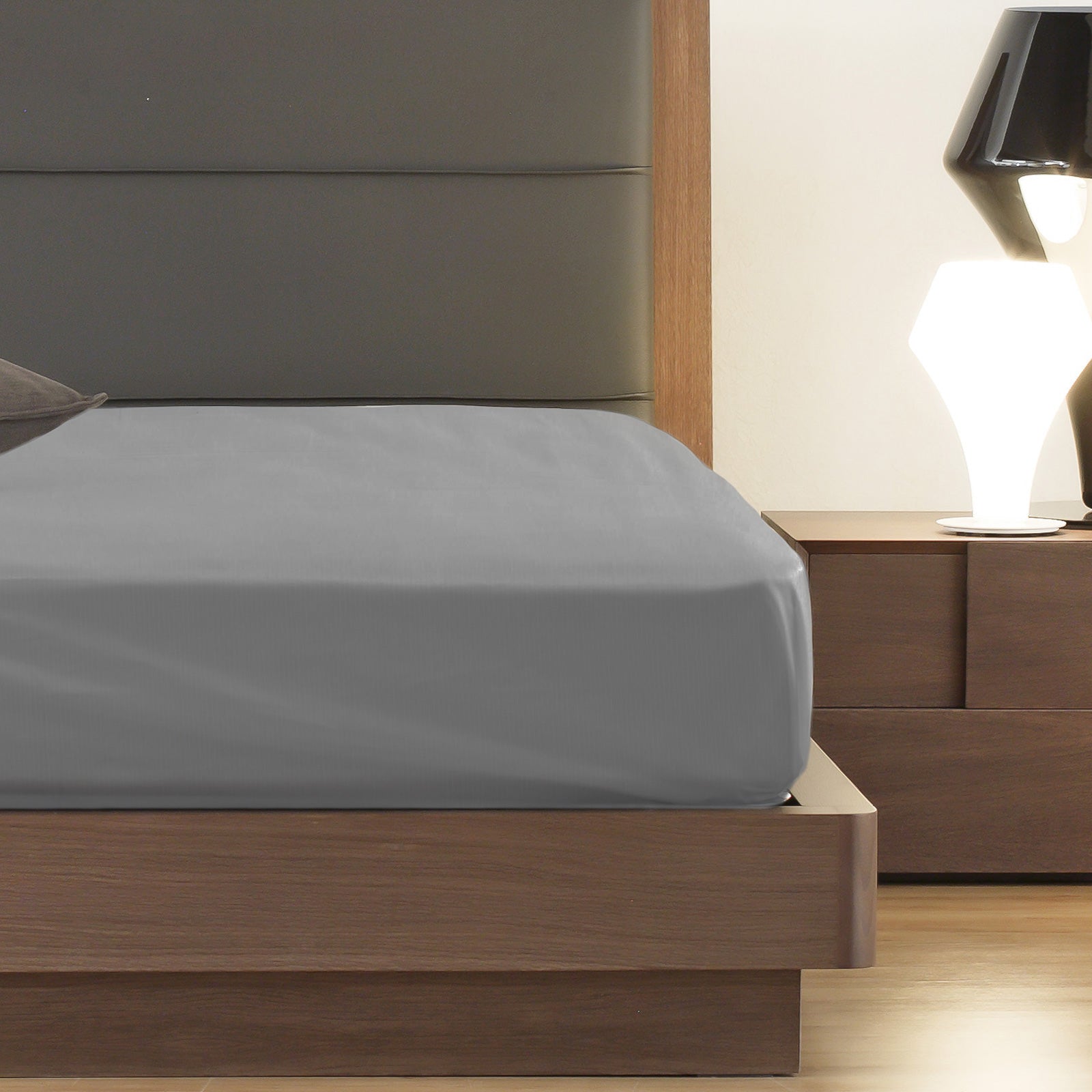 Royal Comfort 1000 Thread Count Fitted Sheet Cotton Blend Ultra Soft Bedding - King - Light Grey-Home & Garden > Bedding-PEROZ Accessories