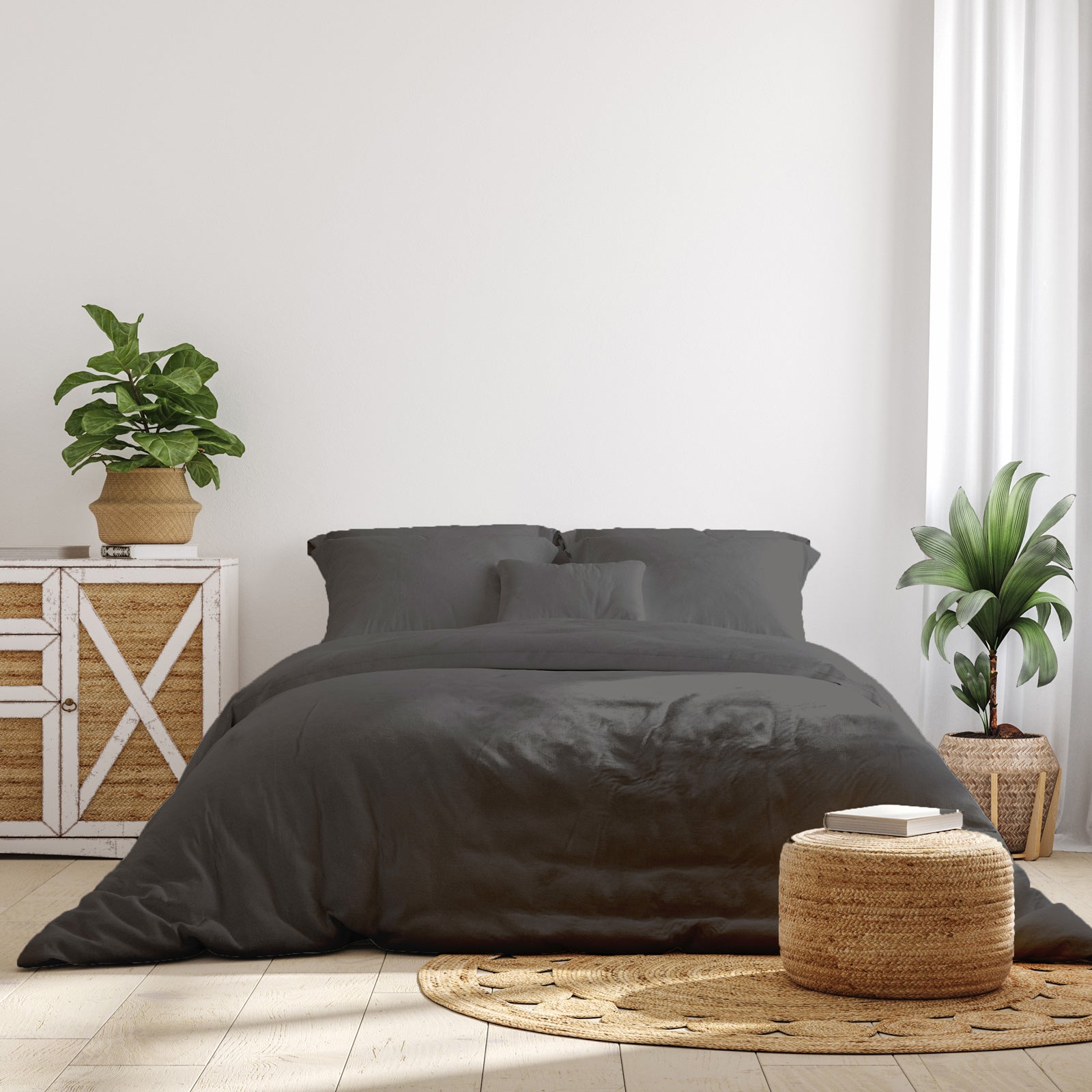 Royal Comfort 1000 Thread Count Bamboo Cotton Sheet and Quilt Cover Complete Set - Queen - Pewter-Bed Sheets-PEROZ Accessories