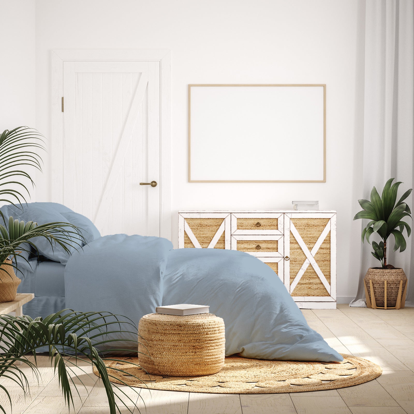 Royal Comfort 1000 Thread Count Bamboo Cotton Sheet and Quilt Cover Complete Set - King - Blue Fog-Bed Sheets-PEROZ Accessories