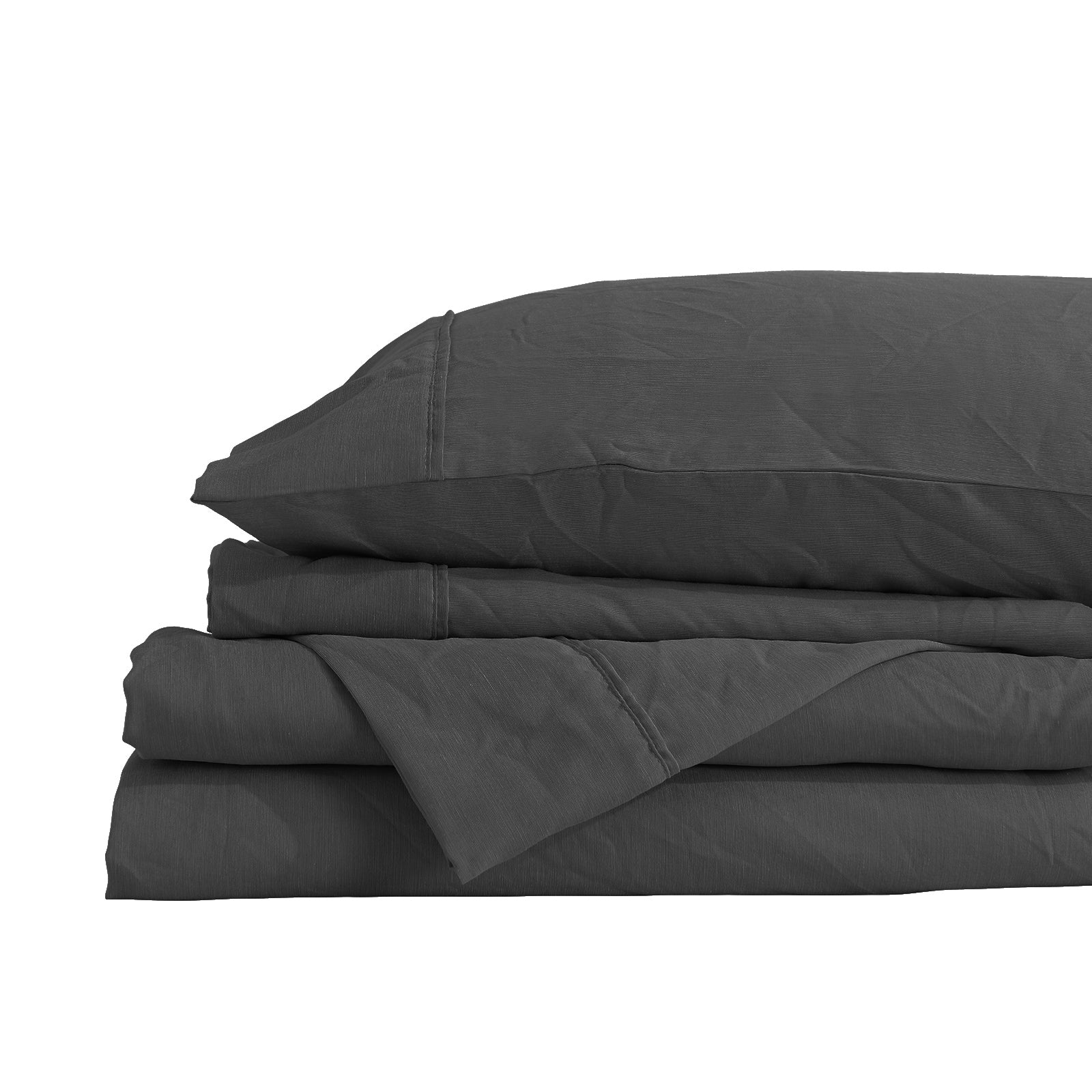 Royal Comfort Flax Linen Blend Sheet Set Bedding Luxury Breathable Ultra Soft - Queen - Charcoal-Home & Garden > Bedding-PEROZ Accessories
