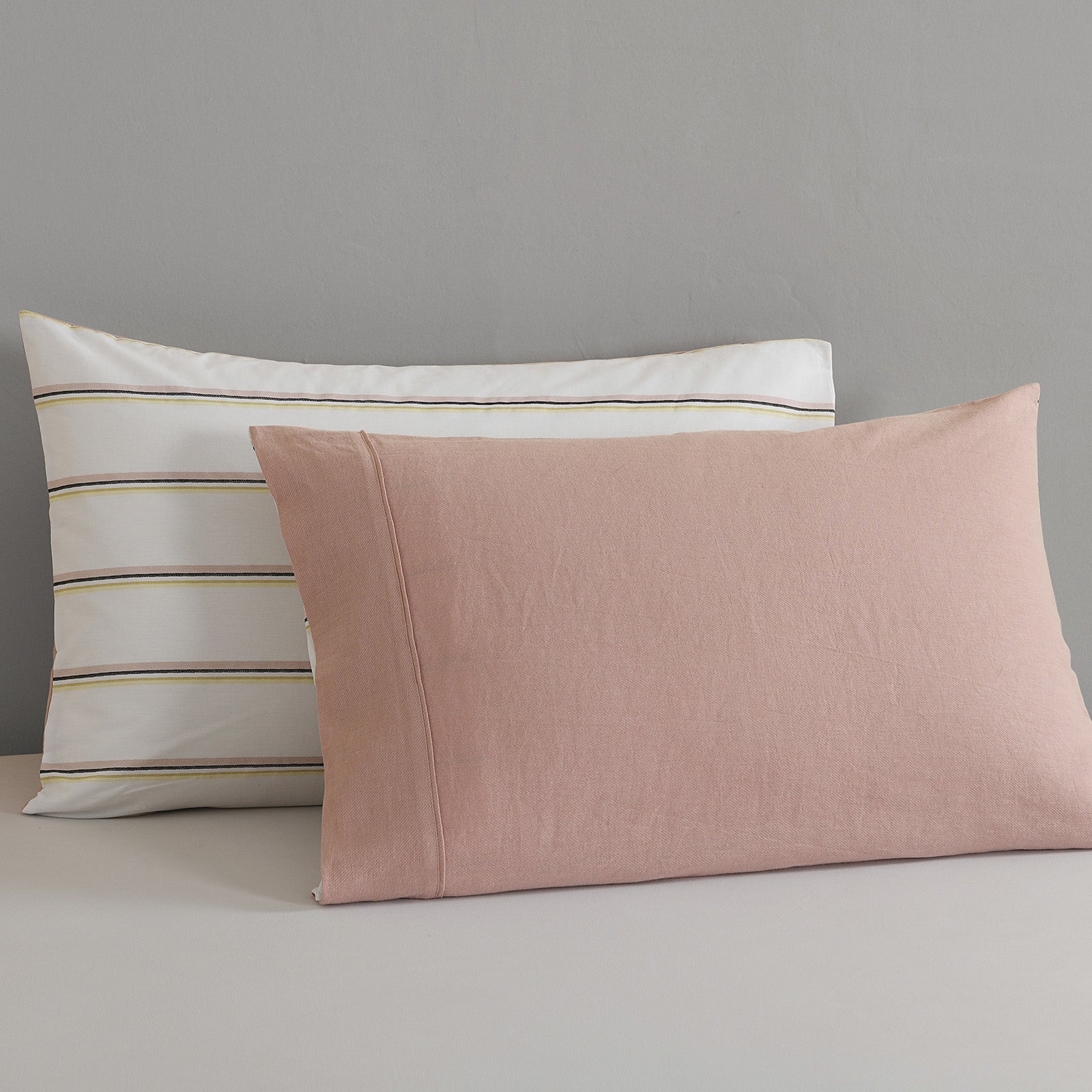 Royal Comfort Hemp Braid Cotton Blend Quilt Cover Set Reverse Stripe Bedding - King - Dusk Pink-Home & Garden > Bedding-PEROZ Accessories