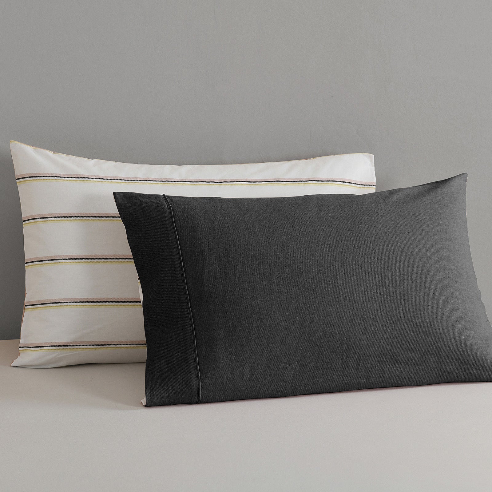 Royal Comfort Hemp Braid Cotton Blend Quilt Cover Set Reverse Stripe Bedding - King - Charcoal-Home & Garden > Bedding-PEROZ Accessories