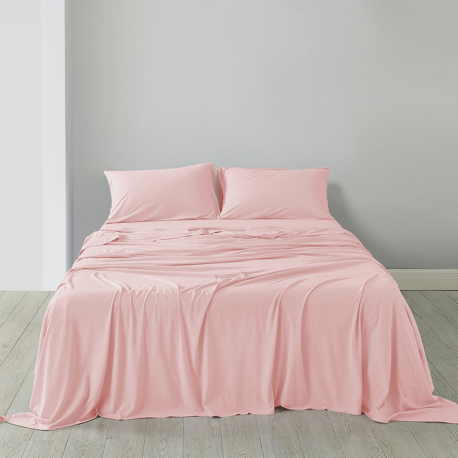 Royal Comfort 100% Jersey Cotton 4 Piece Sheet Set - King - Pink Marle-Home & Garden > Bedding-PEROZ Accessories