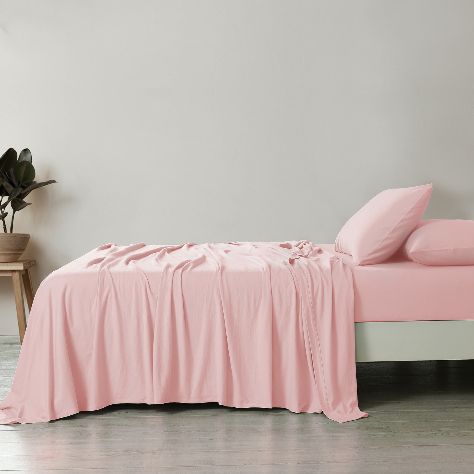 Royal Comfort 100% Jersey Cotton 4 Piece Sheet Set - King - Pink Marle-Home & Garden > Bedding-PEROZ Accessories