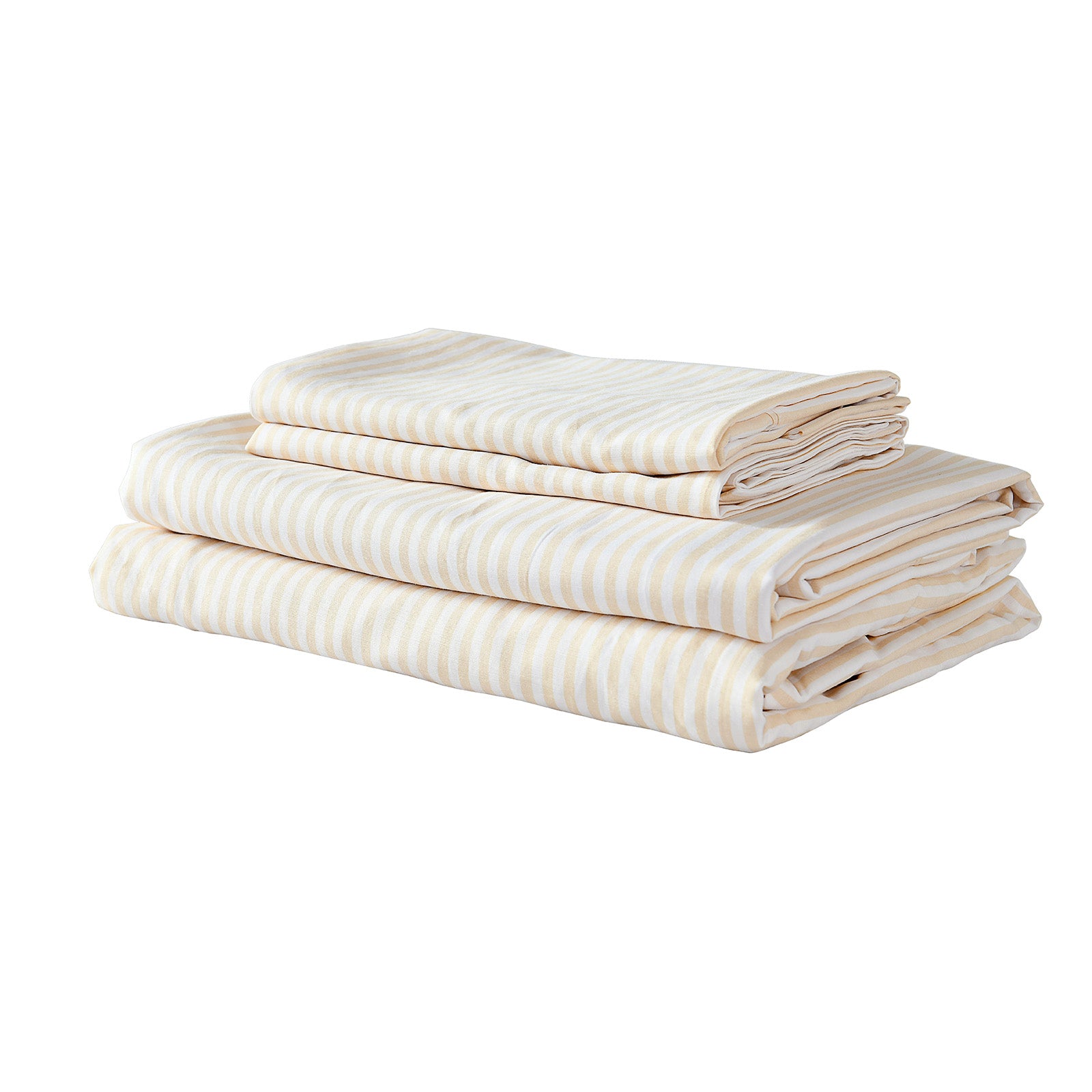 Royal Comfort Stripes Linen Blend Sheet Set Bedding Luxury Breathable Ultra Soft - Queen - Beige-Home & Garden > Bedding-PEROZ Accessories