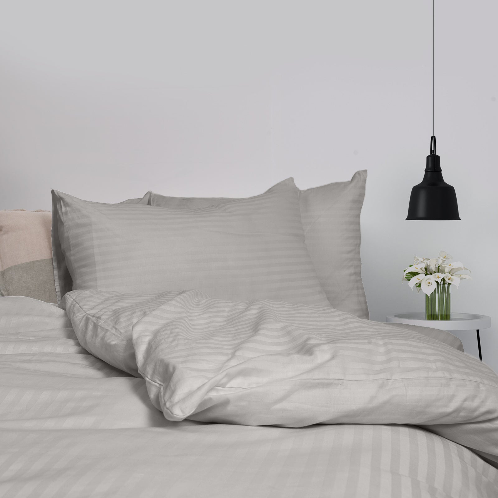 Royal Comfort Kensington 1200 Thread Count 100% Cotton Stripe Quilt Cover Set - Super King - Grey-Home & Garden > Bedding-PEROZ Accessories