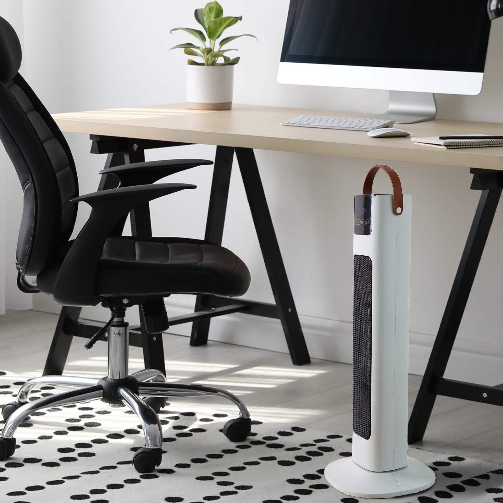 Pursonic Electric Ceramic Tower Heater Portable Oscillating Remote Control - White-Appliances > Heaters-PEROZ Accessories