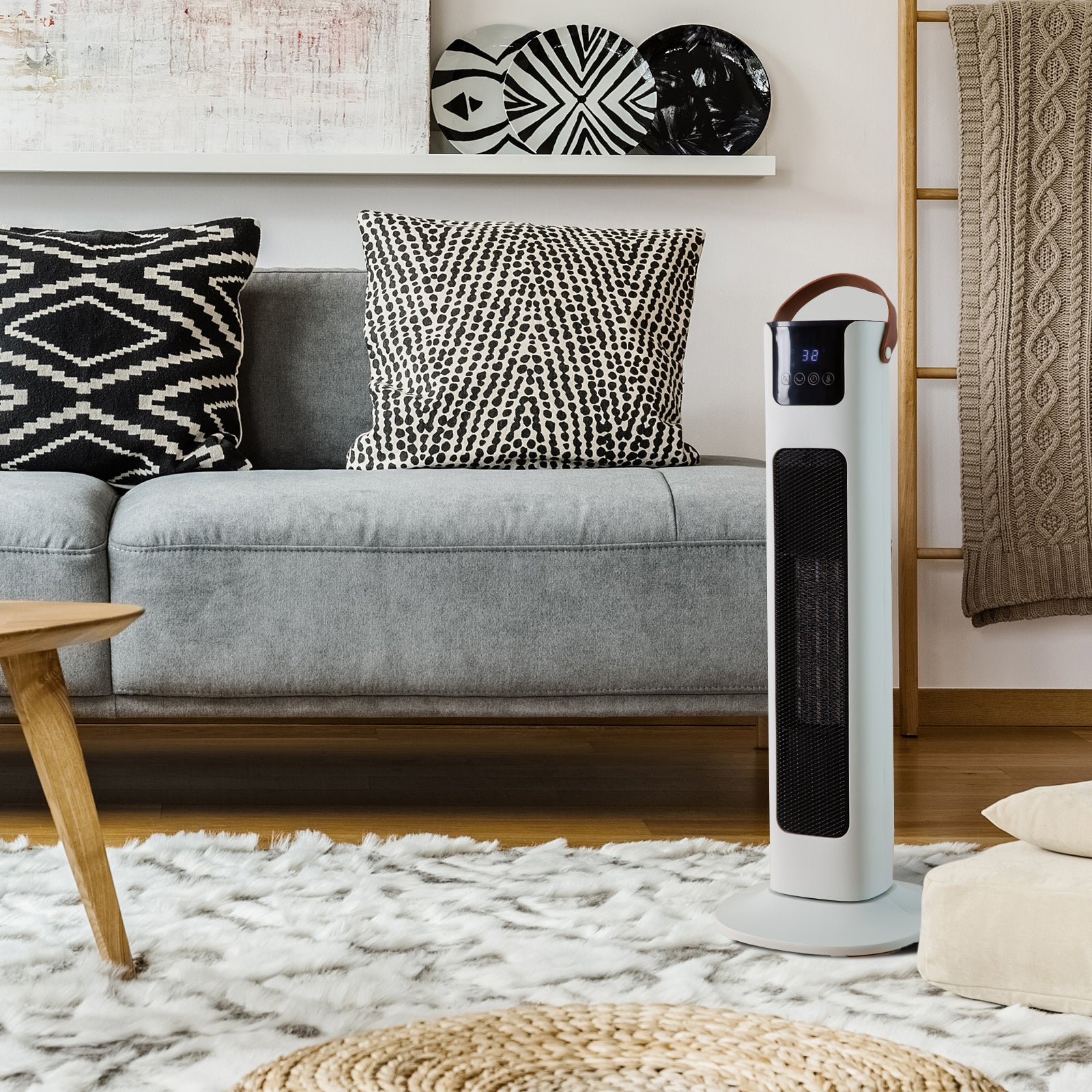 Pursonic Electric Ceramic Tower Heater Portable Oscillating Remote Control - White-Appliances > Heaters-PEROZ Accessories