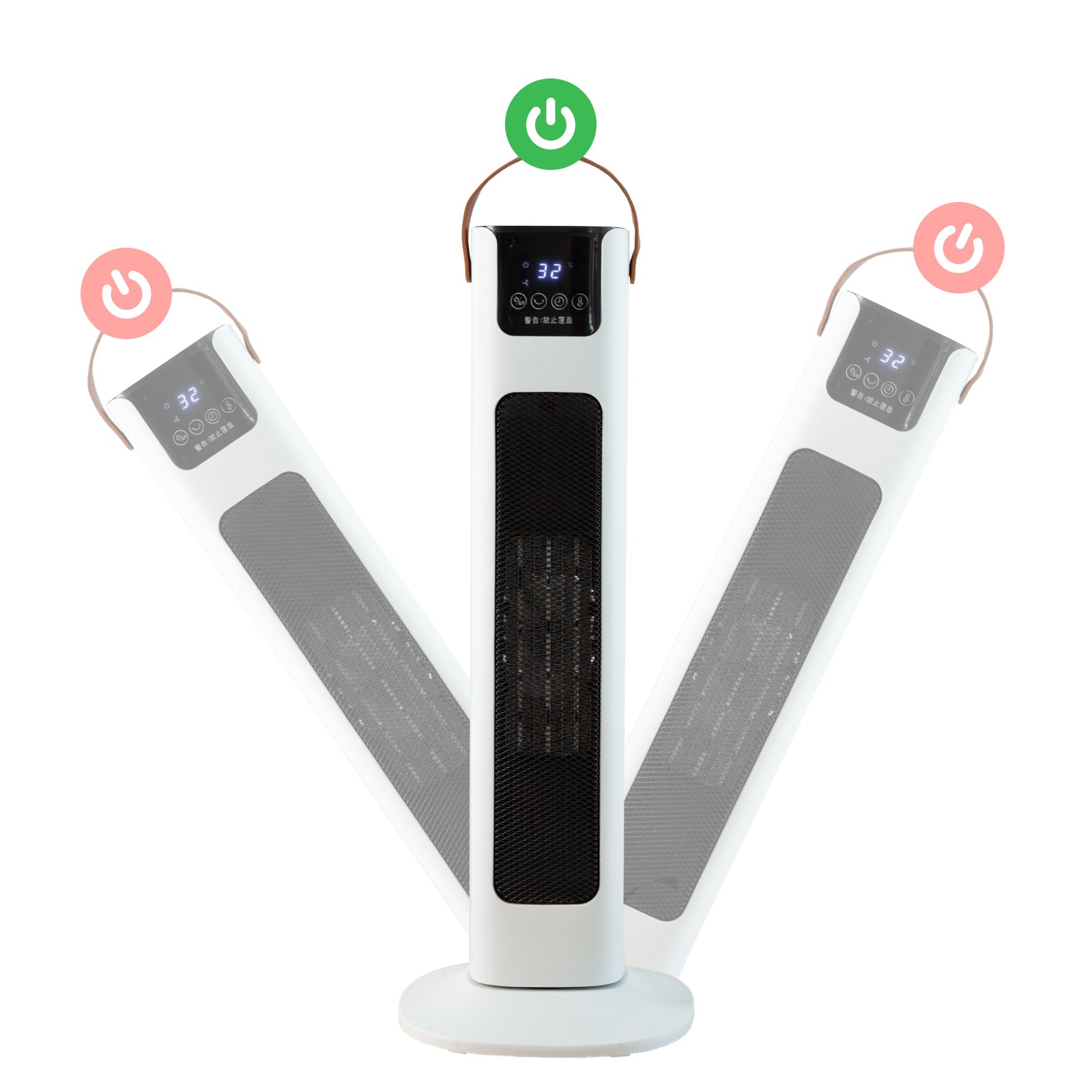 Pursonic Electric Ceramic Tower Heater Portable Oscillating Remote Control - White-Appliances > Heaters-PEROZ Accessories