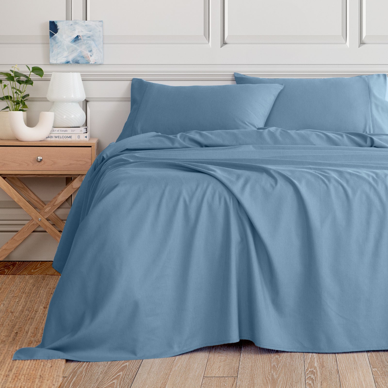 Royal Comfort 3000 Thread Count Bamboo Cooling Sheet Set - Queen - Denim-Home & Garden > Bedding-PEROZ Accessories