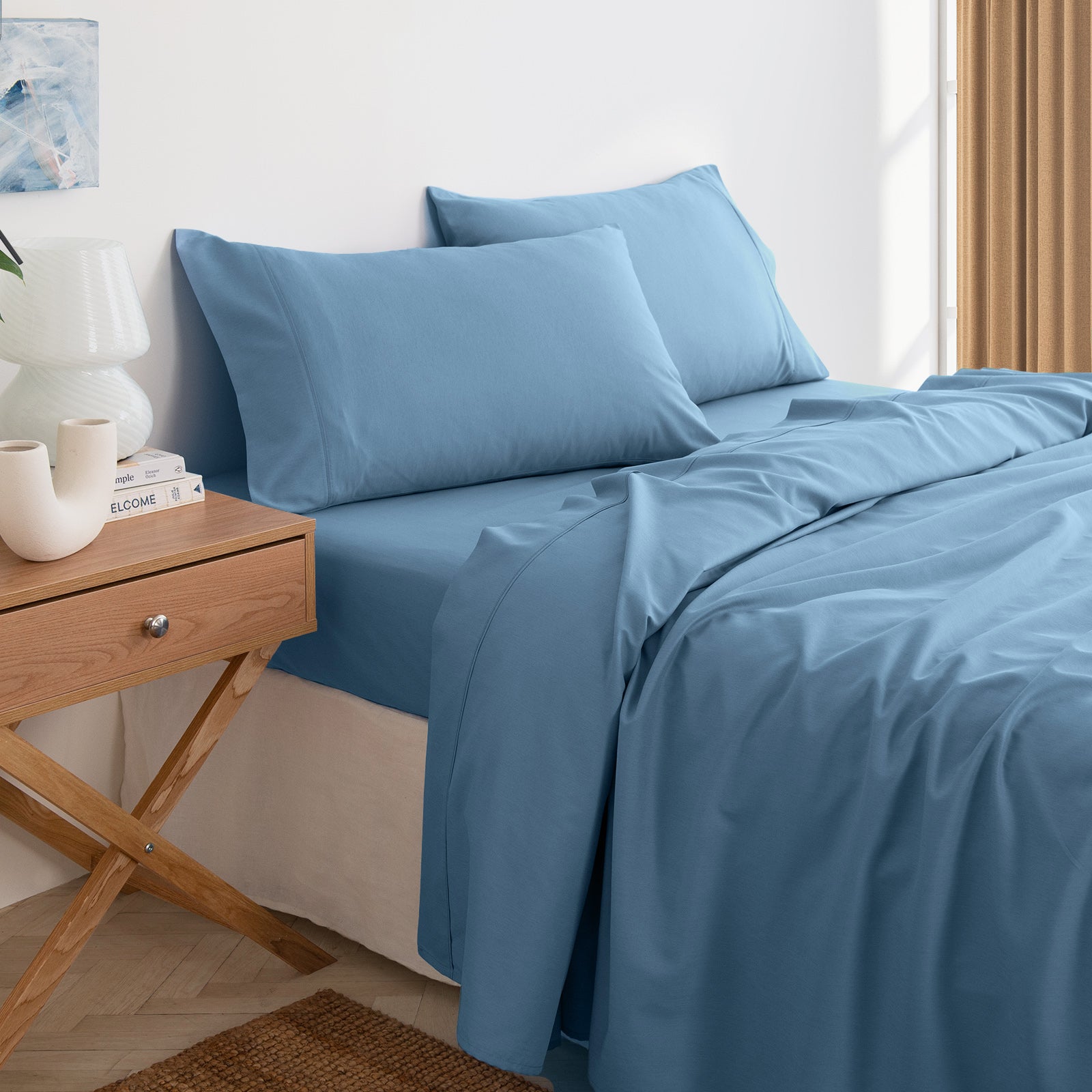 Royal Comfort 3000 Thread Count Bamboo Cooling Sheet Set - Queen - Denim-Home & Garden > Bedding-PEROZ Accessories