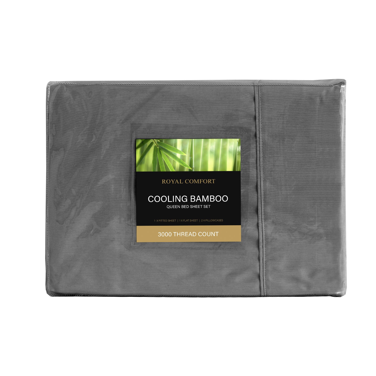Royal Comfort 3000 Thread Count Bamboo Cooling Sheet Set - Queen - Charcoal-Home & Garden > Bedding-PEROZ Accessories