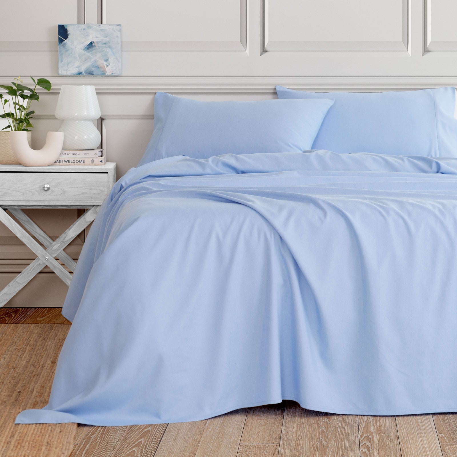 Royal Comfort 3000 Thread Count Bamboo Cooling Sheet Set - King - Light Blue-Bed Sheets-PEROZ Accessories