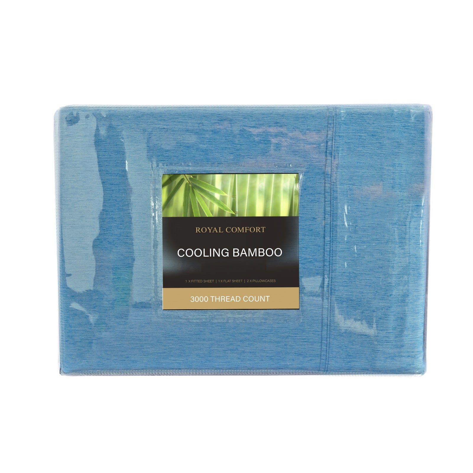 Royal Comfort 3000 Thread Count Bamboo Cooling Sheet Set - King - Denim-Home & Garden > Bedding-PEROZ Accessories
