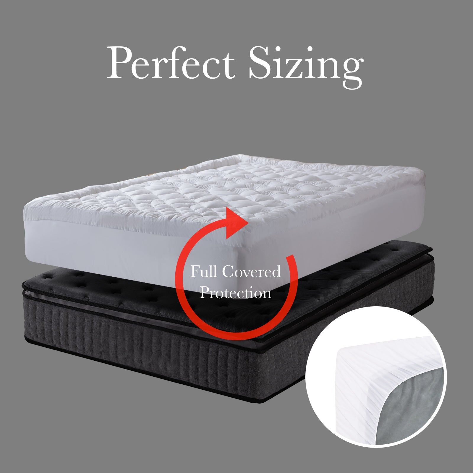 Royal Comfort 1200GSM Deluxe 7-Zone Mattress Topper Luxury Gusset Breathable - Single - White-Home & Garden > Bedding-PEROZ Accessories