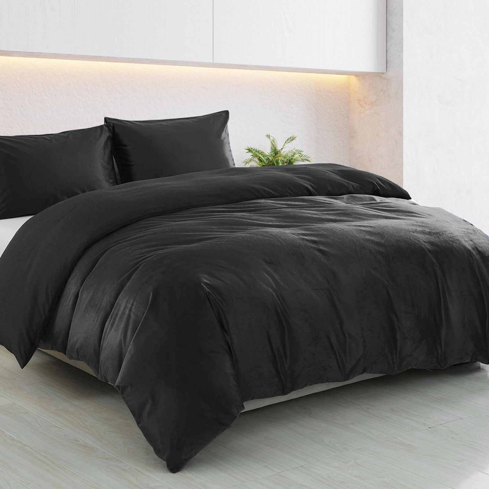 Royal Comfort Velvet Quilt Cover Set Super Soft Luxurious Warmth - Queen - Charcoal-Quilt Covers-PEROZ Accessories
