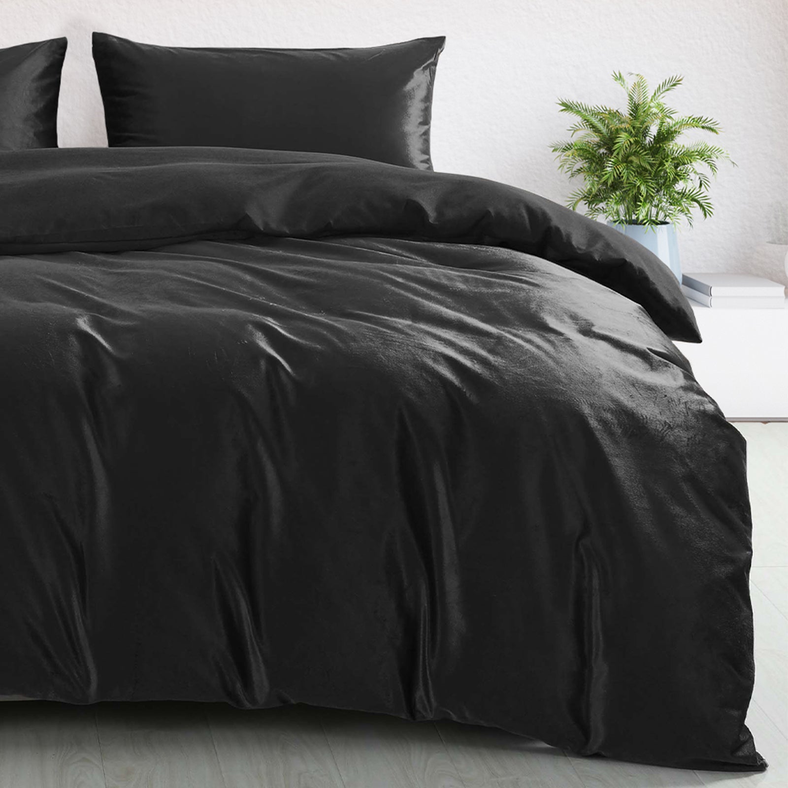 Royal Comfort Velvet Quilt Cover Set Super Soft Luxurious Warmth - Queen - Charcoal-Quilt Covers-PEROZ Accessories