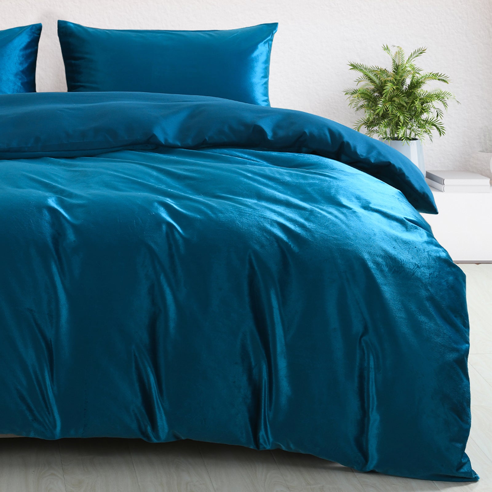 Royal Comfort Velvet Quilt Cover Set Super Soft Luxurious Warmth - King - Navy-Quilt Covers-PEROZ Accessories