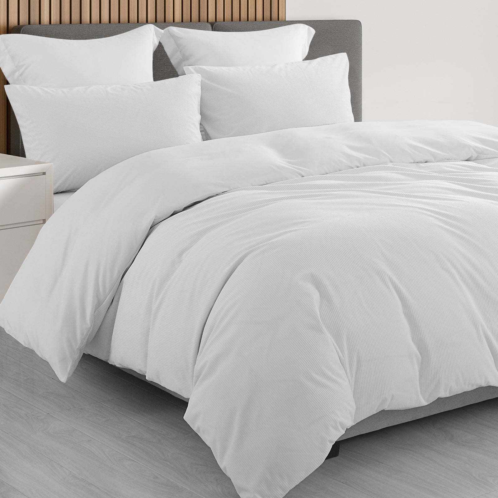 Royal Comfort Velvet Corduroy Quilt Cover Set Super Soft Luxurious Warmth - Queen - White-Home & Garden > Bedding-PEROZ Accessories