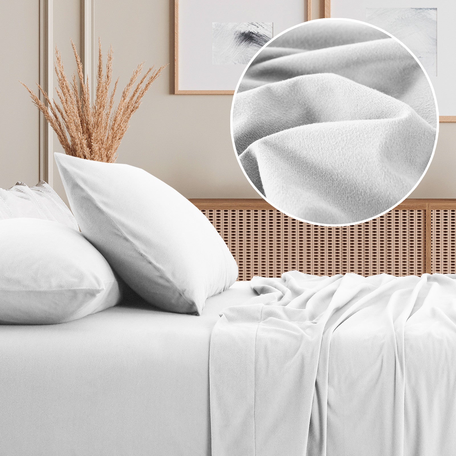 Royal Comfort Polar Fleece Flannel Sheet Set Ultra Soft Plush Cozy - Single - White-Bed Sheets-PEROZ Accessories