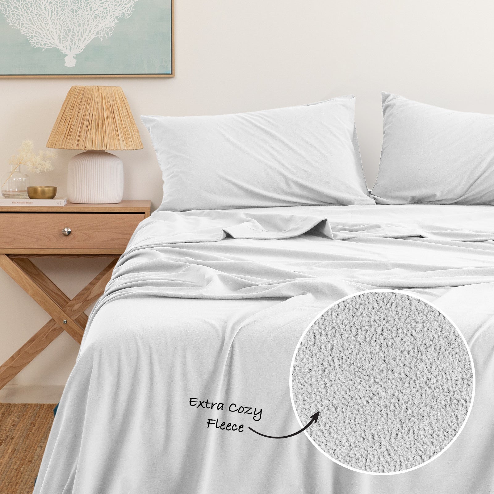 Royal Comfort Polar Fleece Flannel Sheet Set Ultra Soft Plush Cozy - Single - White-Bed Sheets-PEROZ Accessories