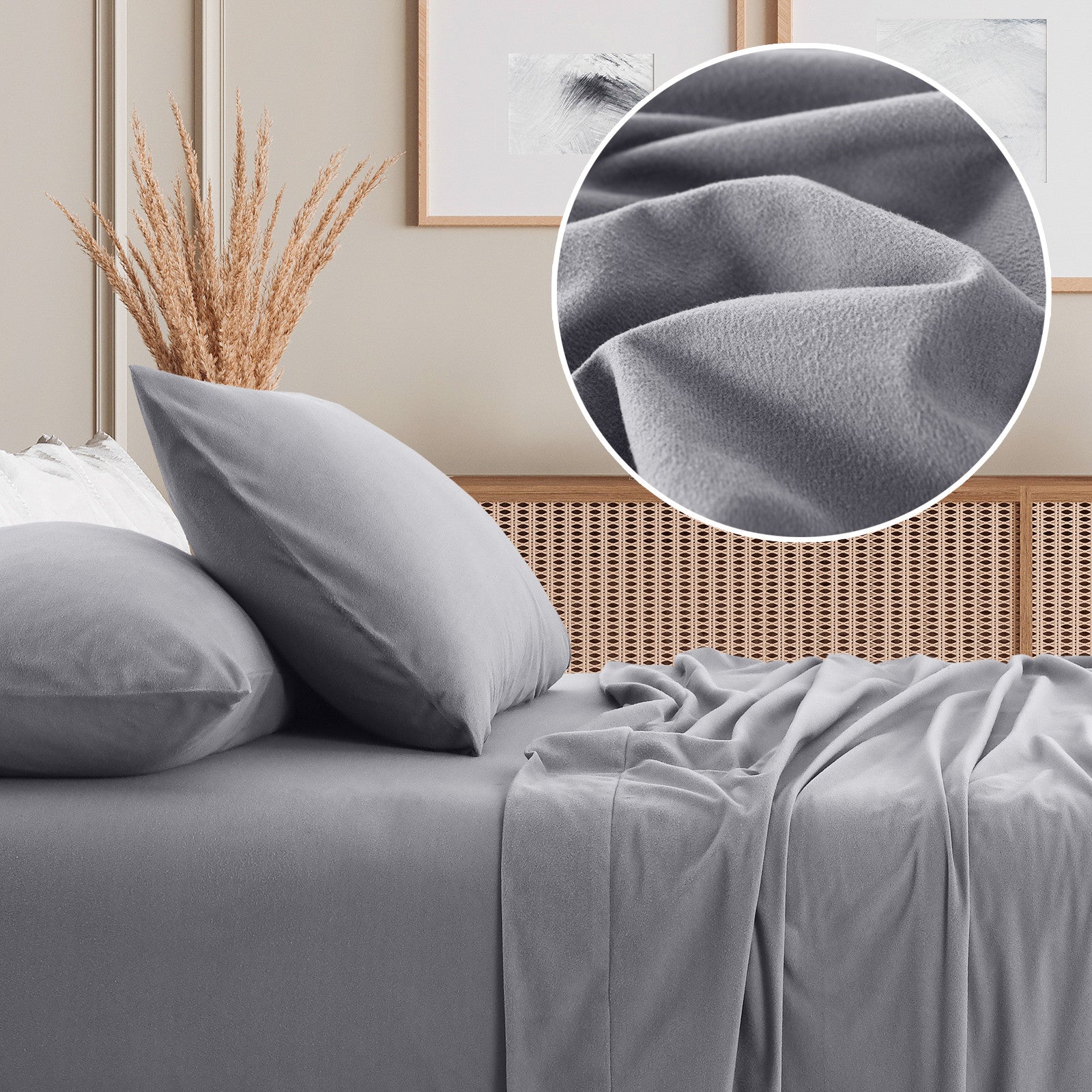 Royal Comfort Polar Fleece Flannel Sheet Set Ultra Soft Plush Cozy - Single - Grey-Bed Sheets-PEROZ Accessories