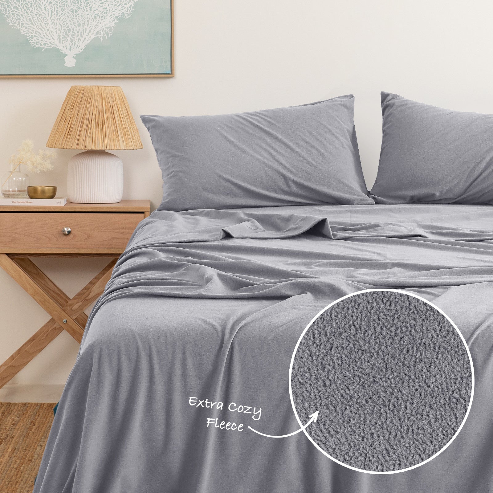 Royal Comfort Polar Fleece Flannel Sheet Set Ultra Soft Plush Cozy - Single - Grey-Bed Sheets-PEROZ Accessories