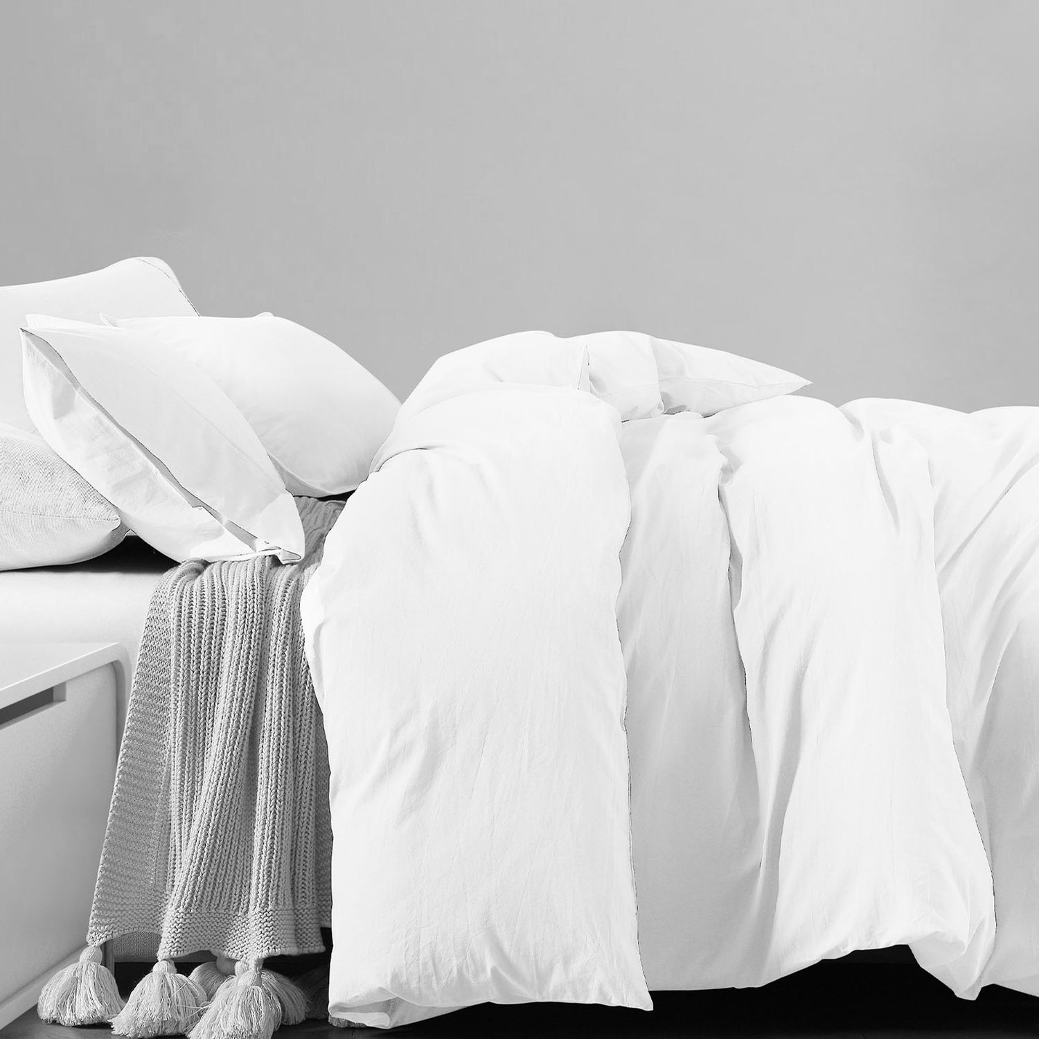 Royal Comfort 100% Jersey Cotton Quilt Cover Set Ultra Soft Bedding Luxurious - Queen - White-Home & Garden > Bedding-PEROZ Accessories