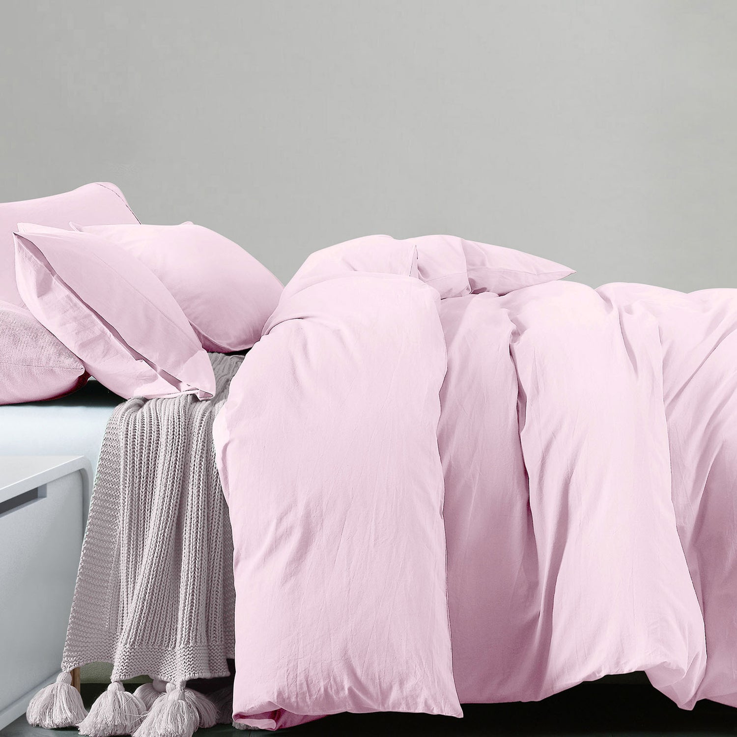 Royal Comfort 100% Jersey Cotton Quilt Cover Set Ultra Soft Bedding Luxurious - Queen - Pink Marle-Home & Garden > Bedding-PEROZ Accessories