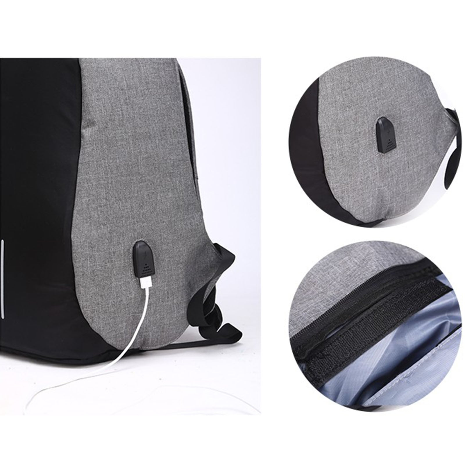 Anti Theft Backpack Waterproof bag School Travel Laptop Bags USB Charging - Grey-Backpacks-PEROZ Accessories