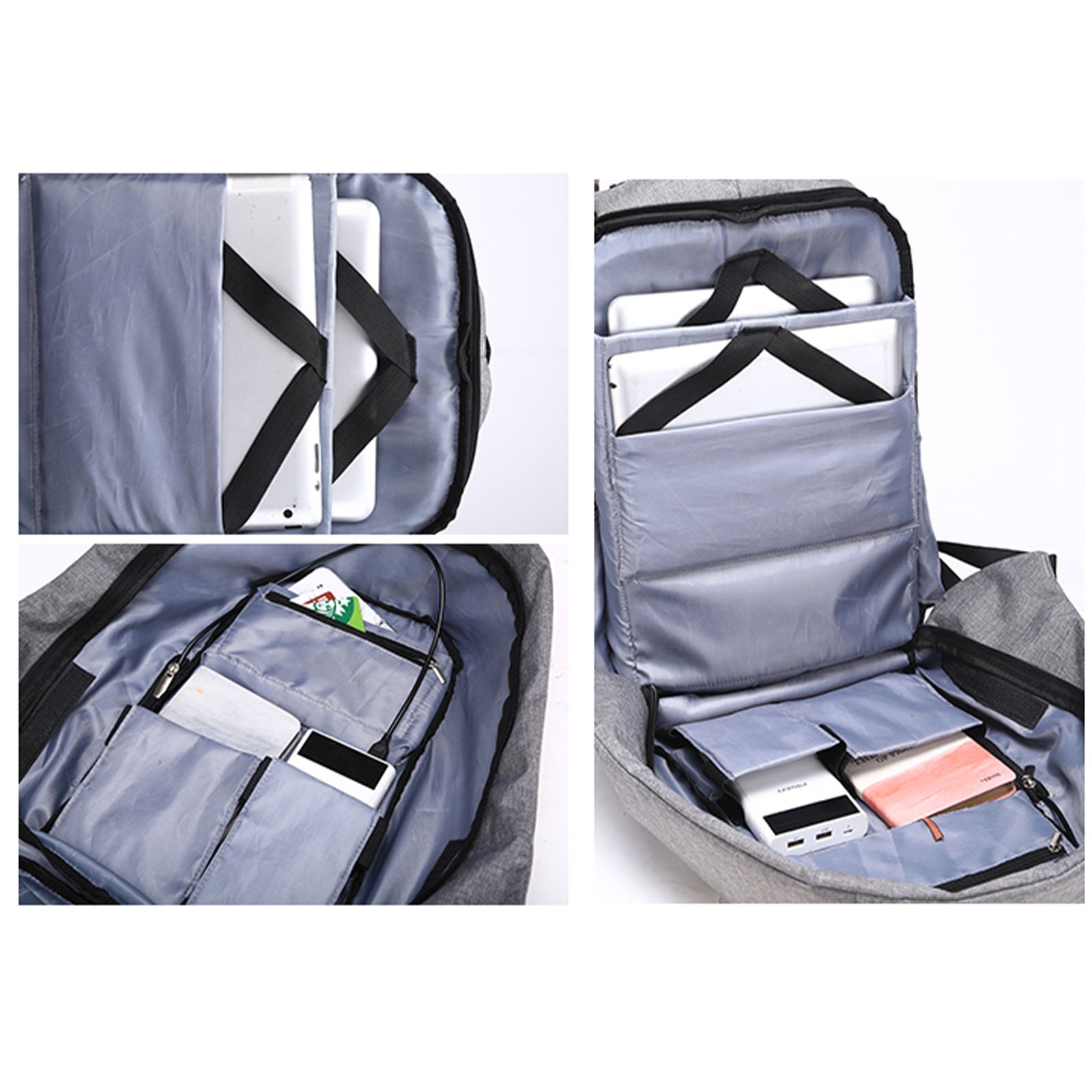 Anti Theft Backpack Waterproof bag School Travel Laptop Bags USB Charging - Grey-Backpacks-PEROZ Accessories