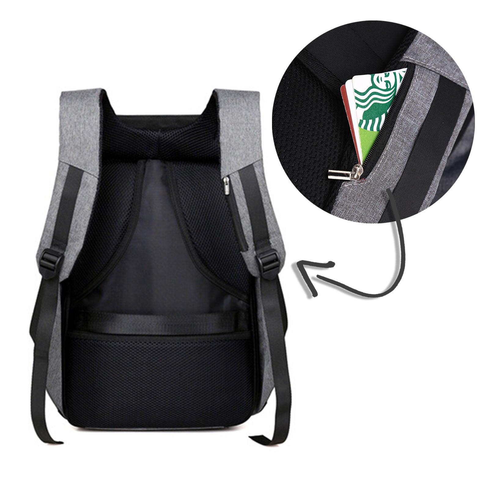 Anti Theft Backpack Waterproof bag School Travel Laptop Bags USB Charging - Grey-Backpacks-PEROZ Accessories