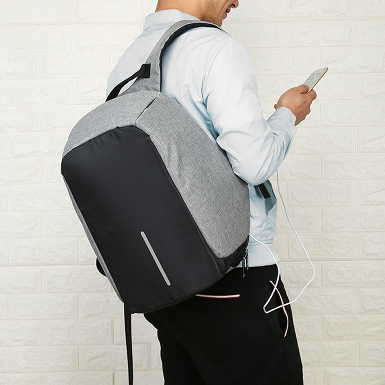 Anti Theft Backpack Waterproof bag School Travel Laptop Bags USB Charging - Grey-Backpacks-PEROZ Accessories