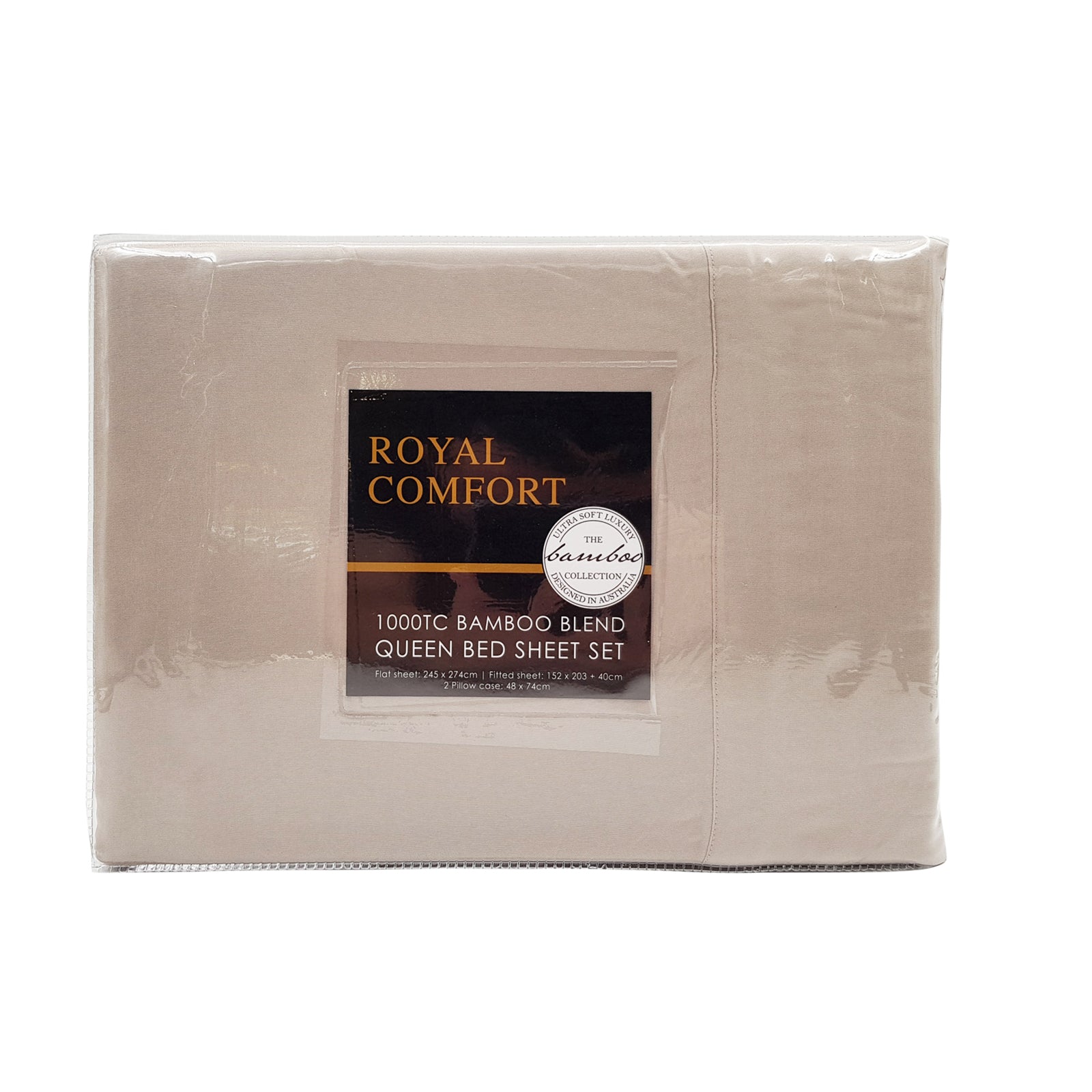 Royal Comfort Bamboo Blended Sheet & Pillowcases Set 1000TC Ultra Soft Bedding - Queen - Warm Grey-Bed Sheets-PEROZ Accessories