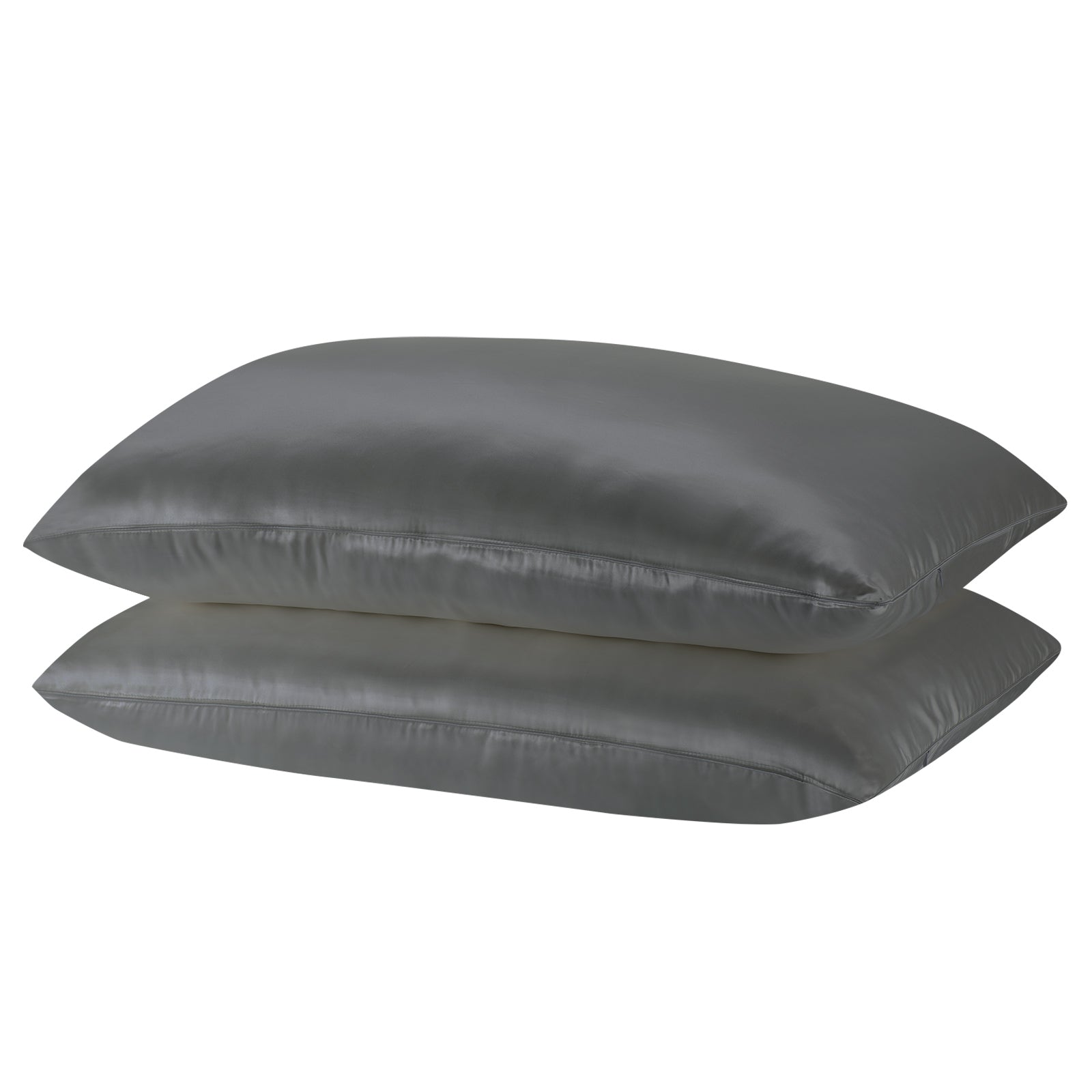 Royal Comfort Mulberry Soft Silk Hypoallergenic Pillowcase Twin Pack 51 x 76cm - Charcoal-Pillowcases-PEROZ Accessories